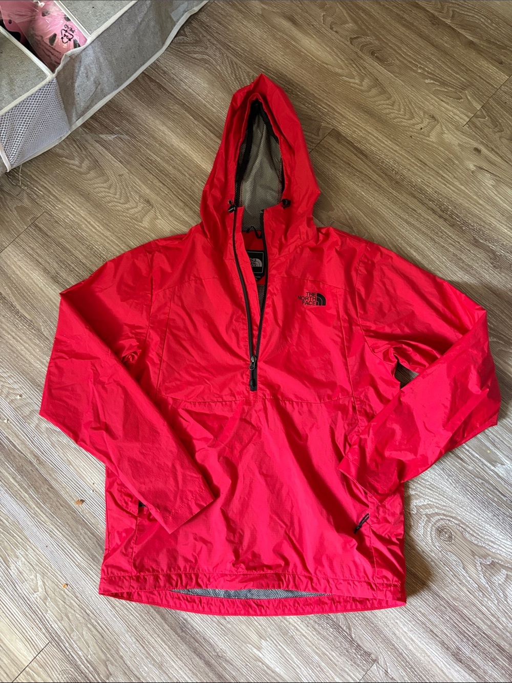 The north face red half zip pullover windbreaker